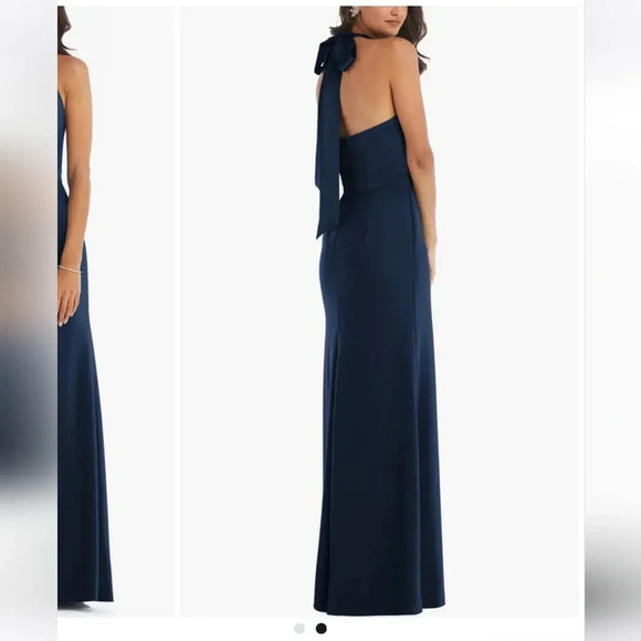 NWOT After Six Midnight Blue Halter Neck and Crepe Top Dress Poly SZ 10R - Picture 2 of 6